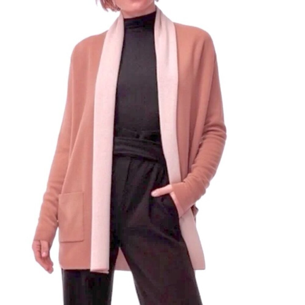 NEW Babaton Beekman Clay Rose Open Front Merino Cardigan Sweater Size S